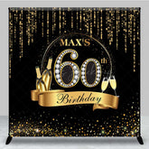 Lofaris Custom 60th Birthday Party Backdrop Black and Gold Theme with Diamonds Personalized Milestone Elegant Decor
